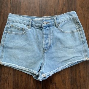 brandy melville light blue distressed denim shorts